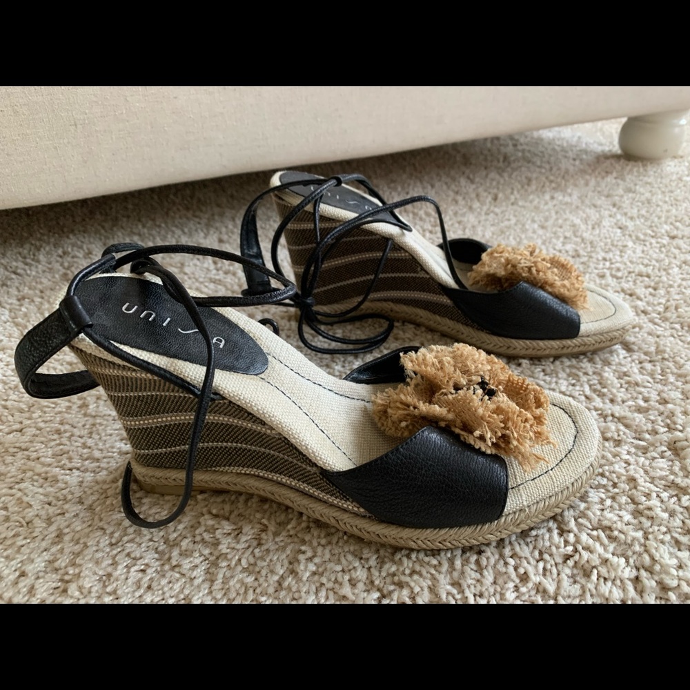 Unisa Wedges. Strappy with Flower. Size 6 1/2